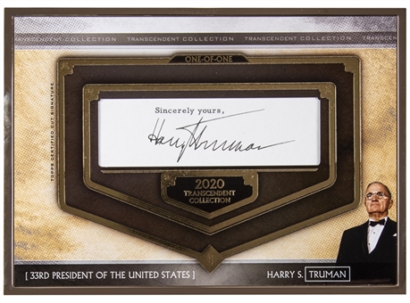 2020 Topps Transcendent Collection #TCS-HST Harry Truman Signed Oversized Cut Signature Box Topper (#1/1)
